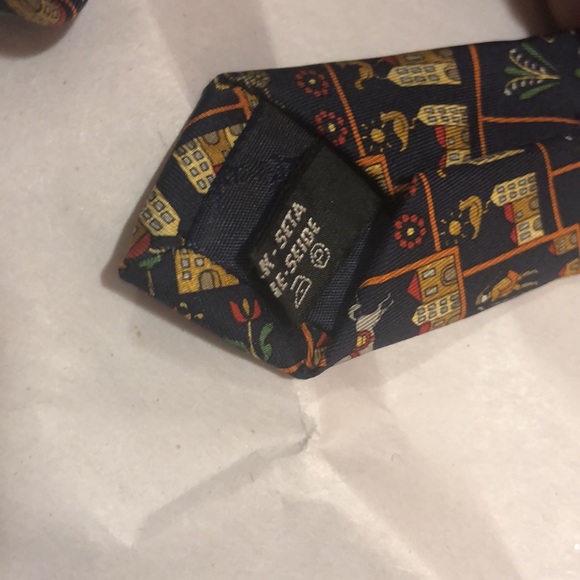 Ferragamo Tie Navy/Gold - Picture 3 of 7